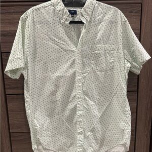 J. Crew Men's White and Green Casual Button Down Shirt
